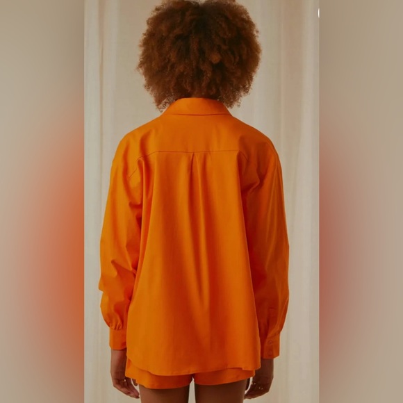 Button Up Tangerine Orange Shirt US 12 - Picture 5 of 6